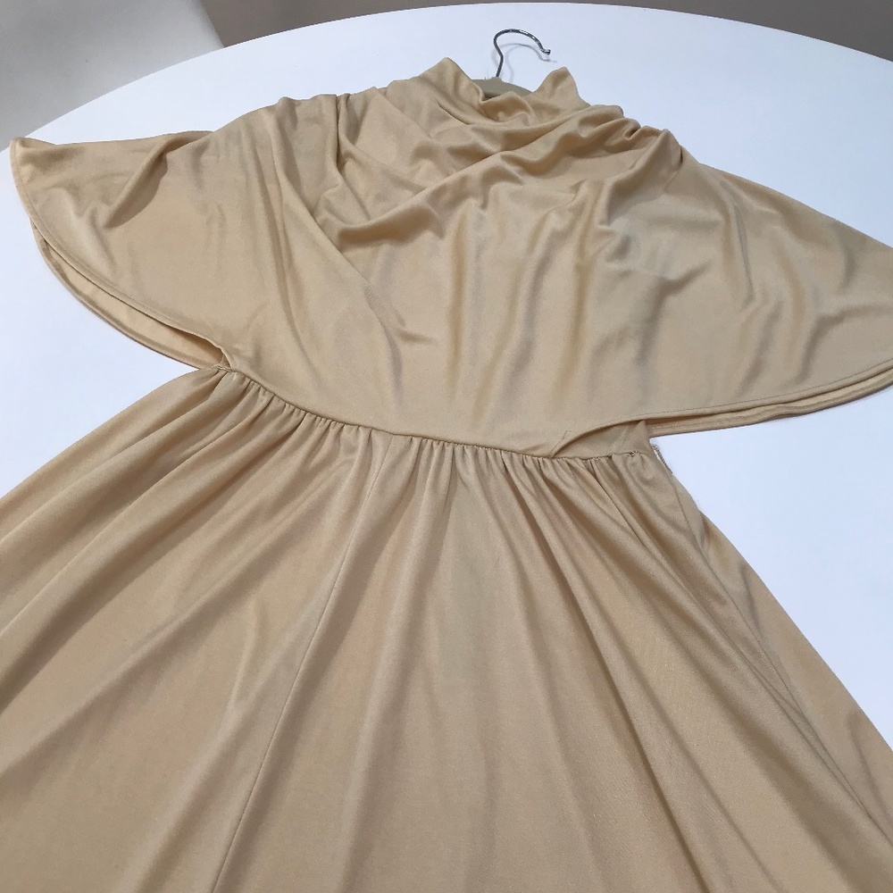 Vintage 70s Cream Gold Disco Dress